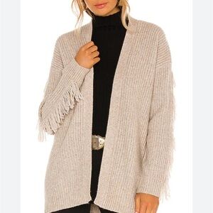 Tularosa Frida Fringe Cardigan Sweater Revolve Stone Tan Size Small S